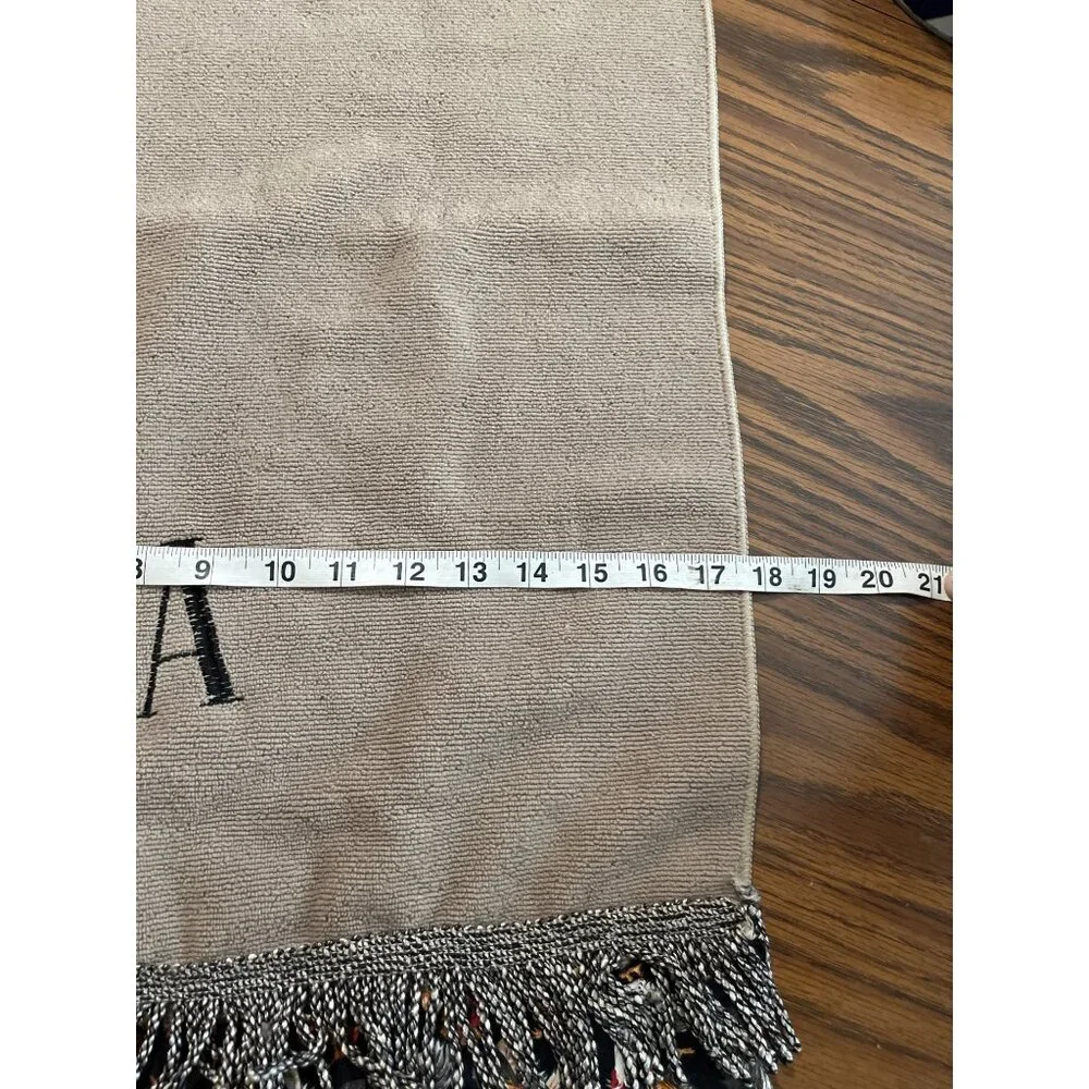Microfiber towels with initial A with rooster trim and yarn trim